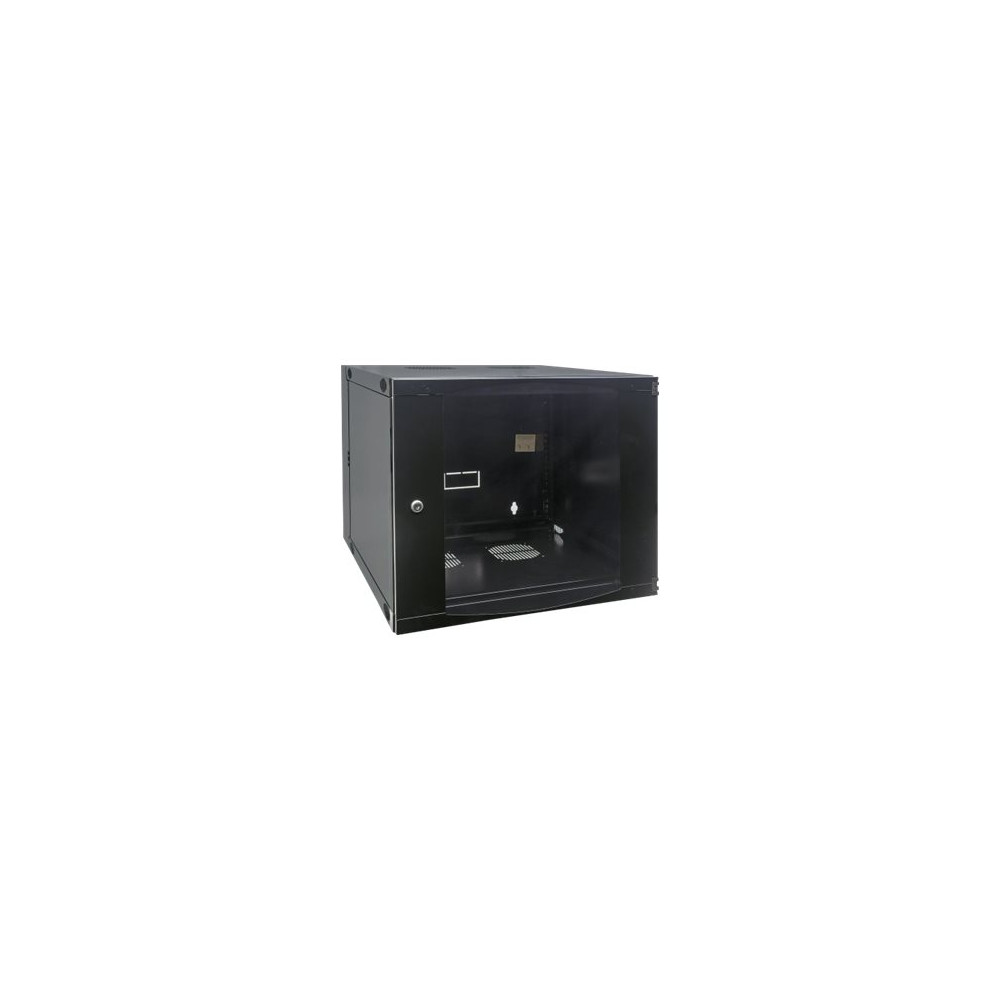 Produktbild för Intellinet Network Cabinet, Wall Mount (Double Section Hinged Swing Out), 12U, Usable Depth 385mm/Width 465mm, Black, Flatpack, Max 30kg, Swings out for access to back of cabinet when installed on wall, 19", Parts for wall install (eg screws/rawl plugs) n