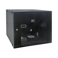 Produktbild för Intellinet Network Cabinet, Wall Mount (Double Section Hinged Swing Out), 12U, Usable Depth 385mm/Width 465mm, Black, Flatpack, Max 30kg, Swings out for access to back of cabinet when installed on wall, 19", Parts for wall install (eg screws/rawl plugs) n
