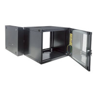 Produktbild för Intellinet Network Cabinet, Wall Mount (Double Section Hinged Swing Out), 12U, Usable Depth 385mm/Width 465mm, Black, Flatpack, Max 30kg, Swings out for access to back of cabinet when installed on wall, 19", Parts for wall install (eg screws/rawl plugs) n
