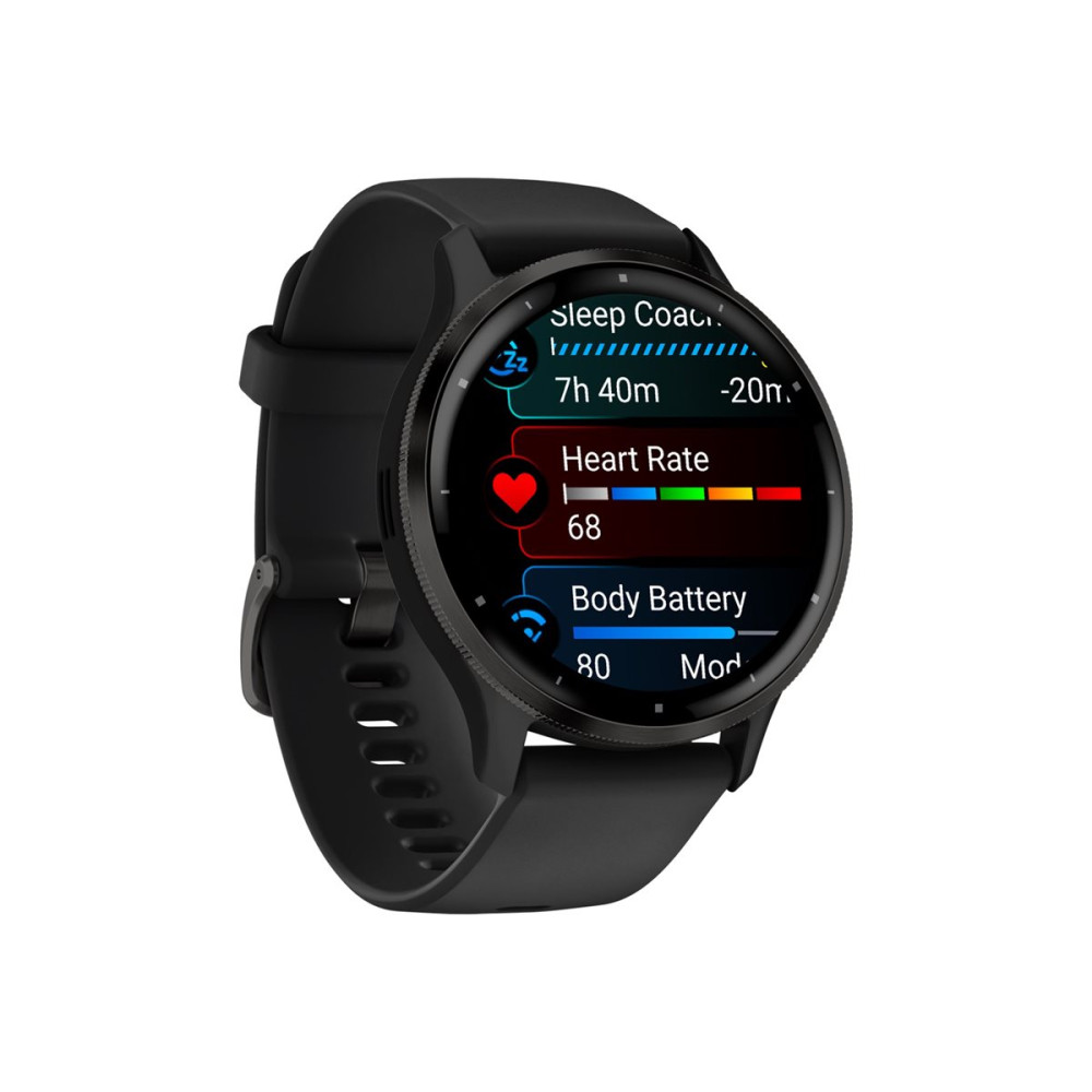 Produktbild för Garmin Venu 3 - svart fiberförstärkt polymer - smart klocka med band - 8 GB