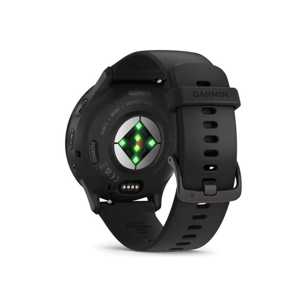 Produktbild för Garmin Venu 3 - svart fiberförstärkt polymer - smart klocka med band - 8 GB