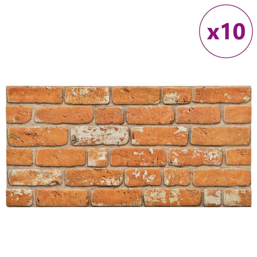 Produktbild för Väggpaneler 10 pcs Tegel 100 x 50 cm EPS Skum