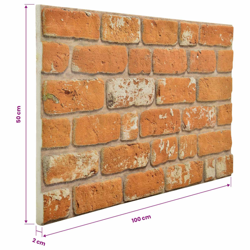 Produktbild för Väggpaneler 10 pcs Tegel 100 x 50 cm EPS Skum
