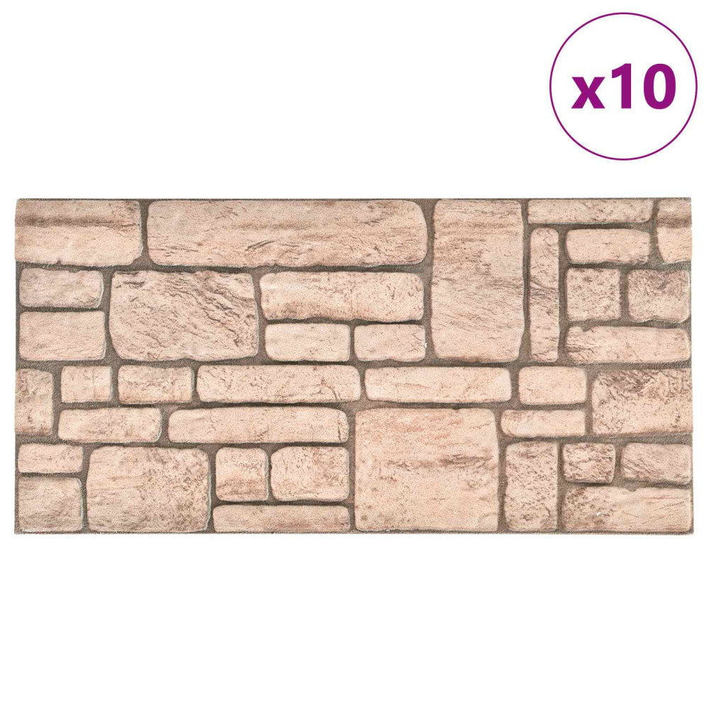 Produktbild för Väggpaneler 10 pcs Beige 100 x 50 cm EPS Skum