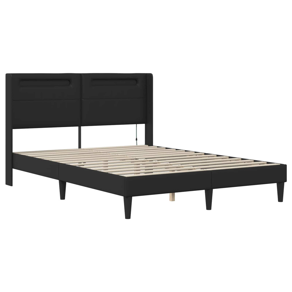 Produktbild för Sängram med madrass Svart 120 x 190 cm Konstläder