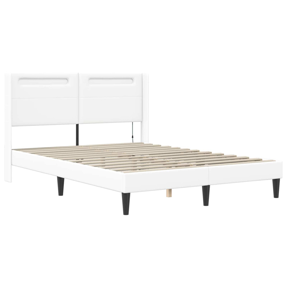 Produktbild för Sängram med madrass Vit 120 x 190 cm Konstläder