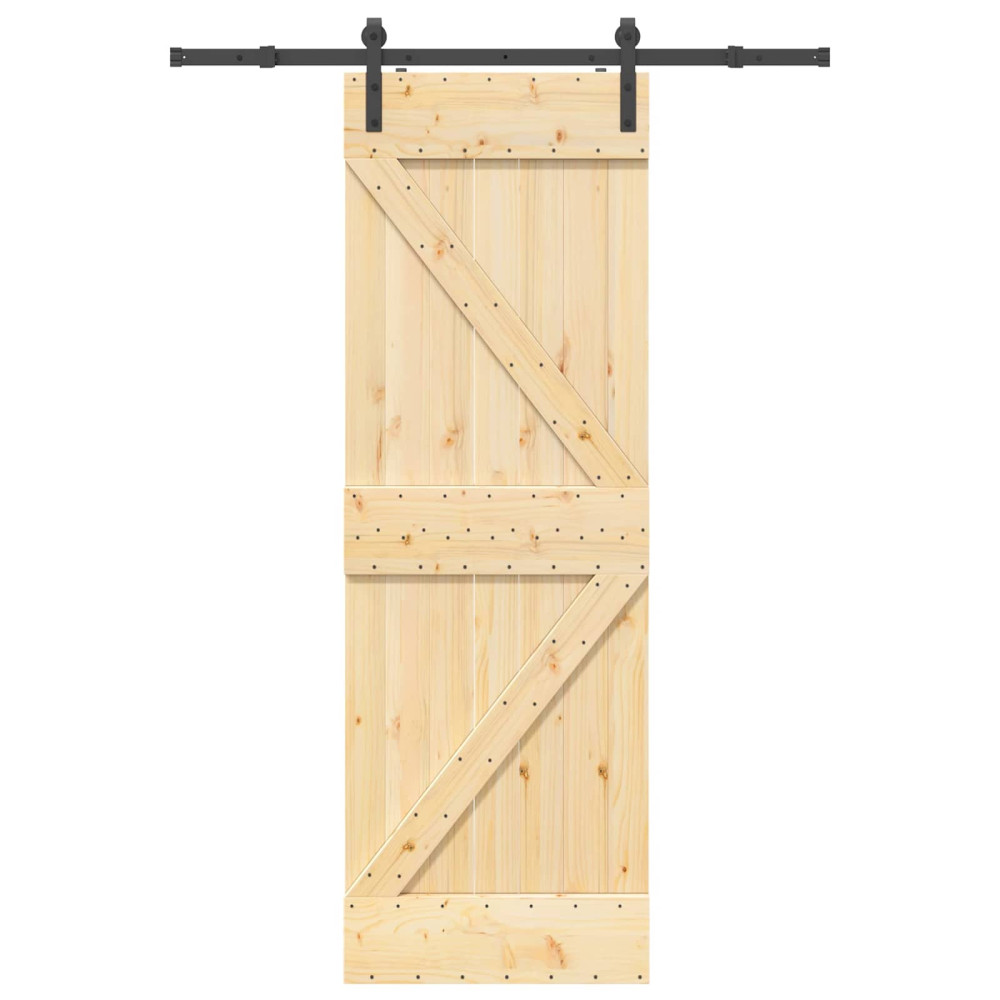 Produktbild för Skjutdörr NARVIK Naturlig och svart 70 x 210 cm (152,5 cm)
