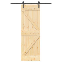 Produktbild för Skjutdörr NARVIK Naturlig och svart 70 x 210 cm (152,5 cm)