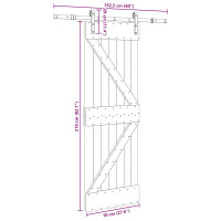 Produktbild för Skjutdörr NARVIK Naturlig och svart 70 x 210 cm (152,5 cm)