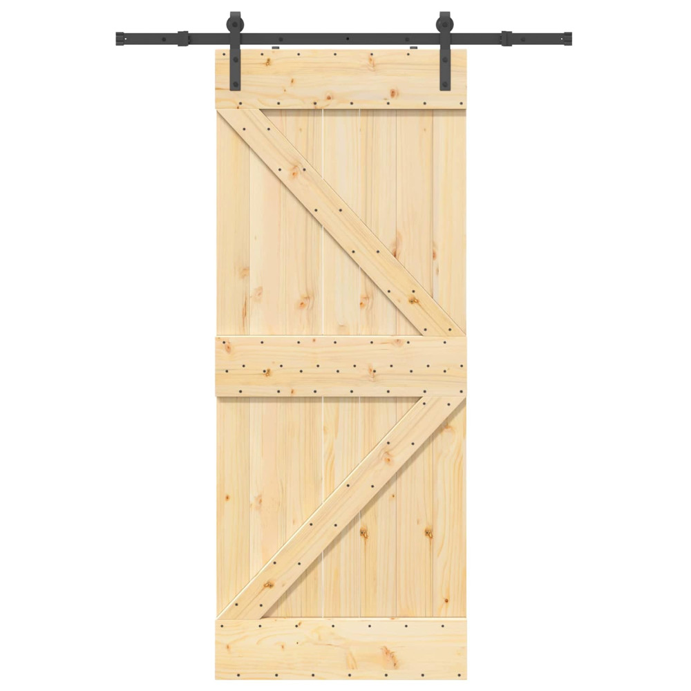 Produktbild för Skjutdörr NARVIK Naturlig och svart 85 x 210 cm (152,5 cm)
