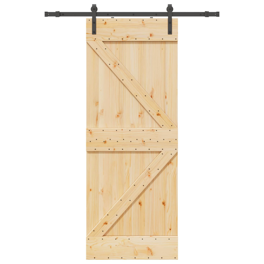 Produktbild för Skjutdörr NARVIK Naturlig och svart 80 x 210 cm (152,5 cm)