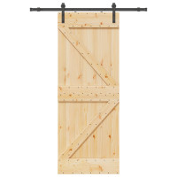 Produktbild för Skjutdörr NARVIK Naturlig och svart 80 x 210 cm (152,5 cm)