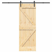 Produktbild för Skjutdörr NARVIK Naturlig och svart 70 x 210 cm (213,5 cm)