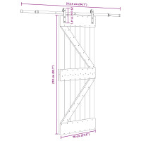 Produktbild för Skjutdörr NARVIK Naturlig och svart 70 x 210 cm (213,5 cm)