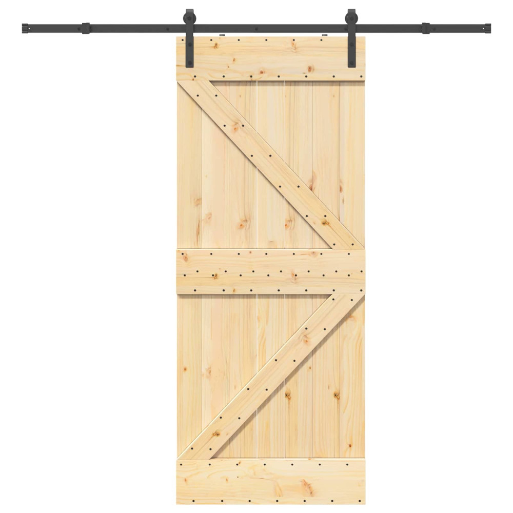 Produktbild för Skjutdörr NARVIK Naturlig och svart 85 x 210 cm (213,5 cm)