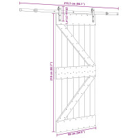 Produktbild för Skjutdörr NARVIK Naturlig och svart 85 x 210 cm (213,5 cm)