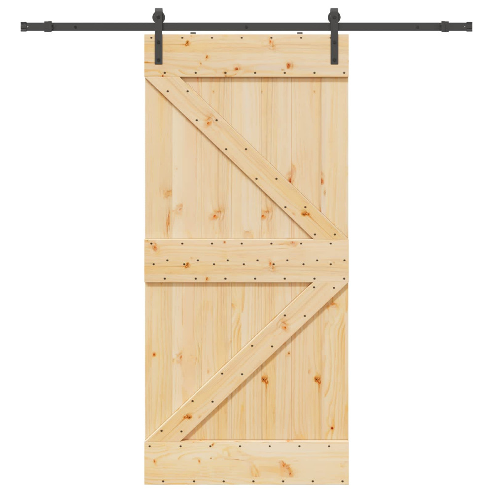 Produktbild för Skjutdörr NARVIK Naturlig och svart 80 x 210 cm (213,5 cm)