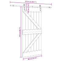Produktbild för Skjutdörr NARVIK Naturlig och svart 80 x 210 cm (213,5 cm)