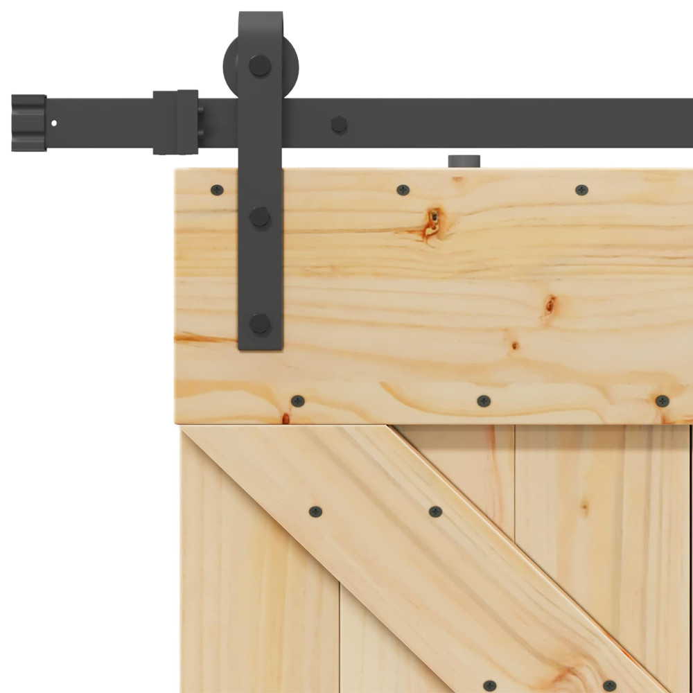 Produktbild för Skjutdörr NARVIK Naturlig och svart 90 x 210 cm (213,5 cm)