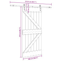 Produktbild för Skjutdörr NARVIK Naturlig och svart 100 x 210 cm (213,5 cm)