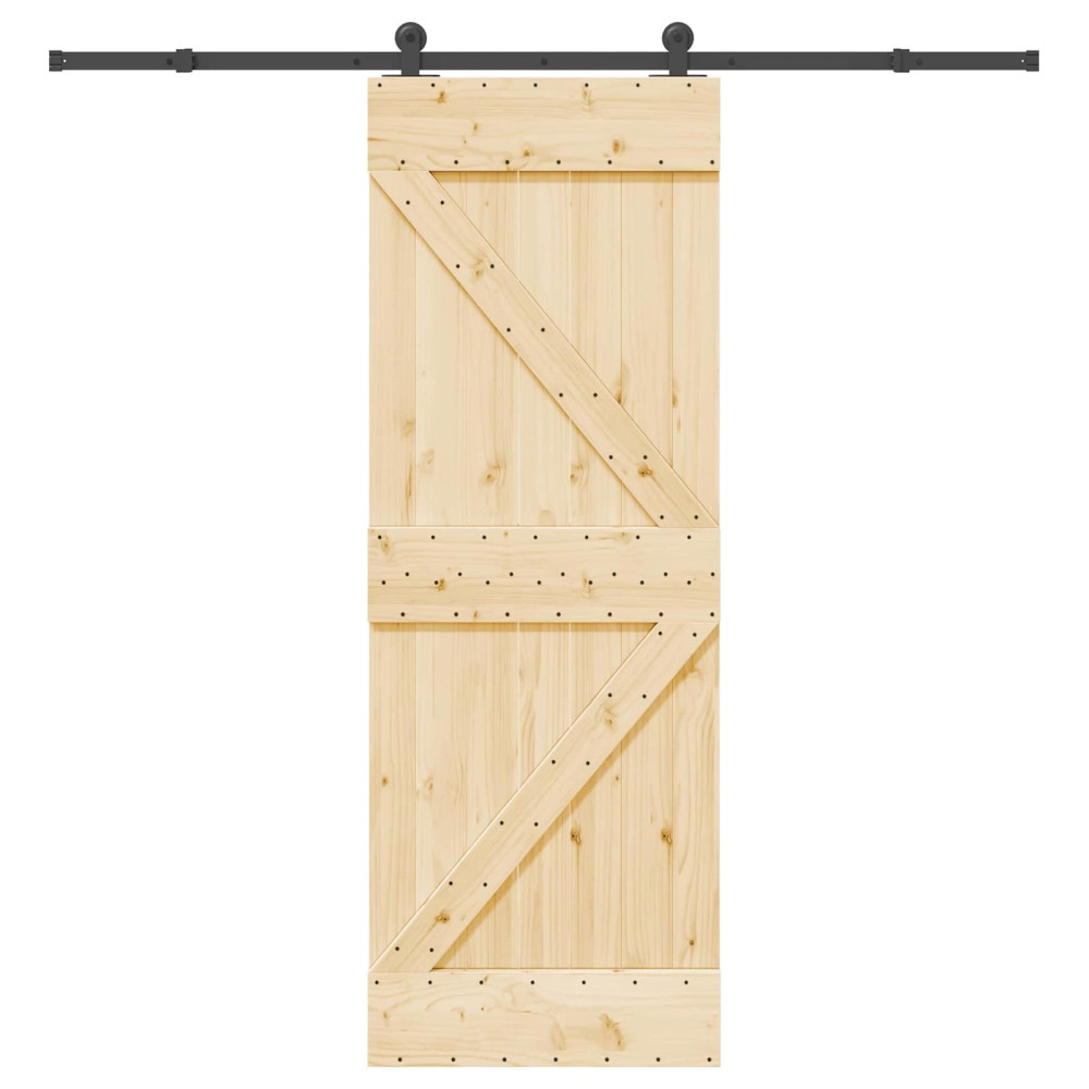 Produktbild för Skjutdörr NARVIK Naturlig och svart 70 x 210 cm (213,5 cm)