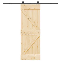 Produktbild för Skjutdörr NARVIK Naturlig och svart 70 x 210 cm (213,5 cm)