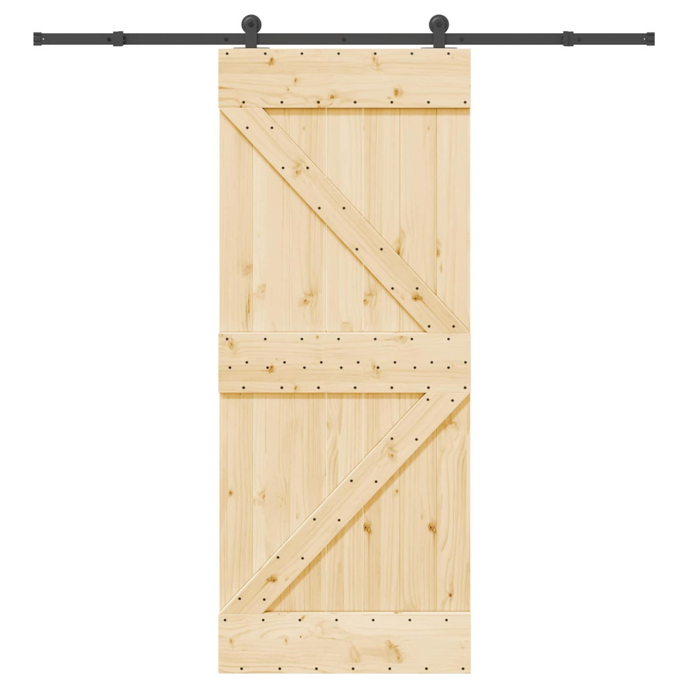 Produktbild för Skjutdörr NARVIK Naturlig och svart 85 x 210 cm (213,5 cm)