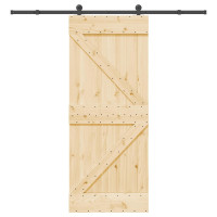 Produktbild för Skjutdörr NARVIK Naturlig och svart 85 x 210 cm (213,5 cm)