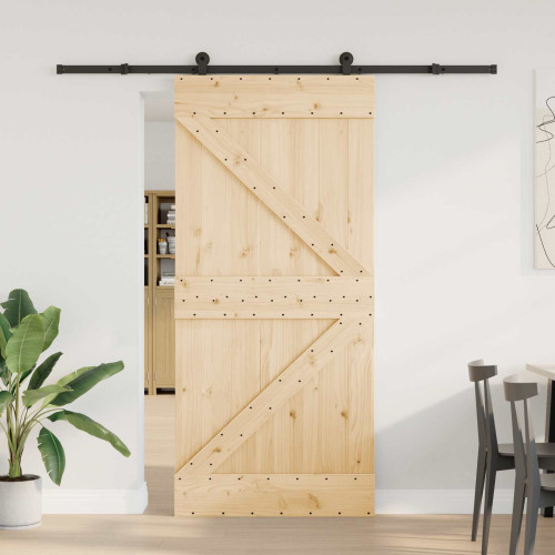 vidaXL Skjutdörr NARVIK Naturlig och svart 95 x 210 cm (213,5 cm)