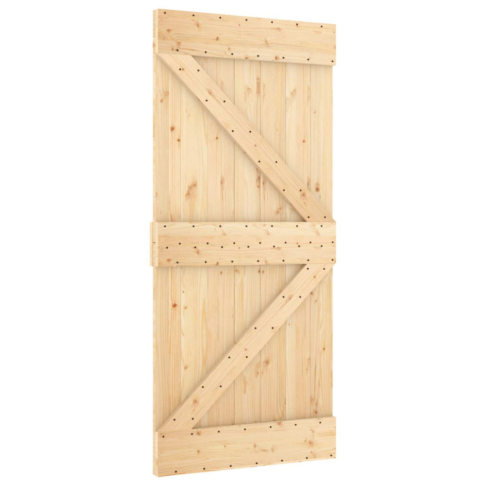 Produktbild för Skjutdörr NARVIK Naturlig och svart 95 x 210 cm (213,5 cm)