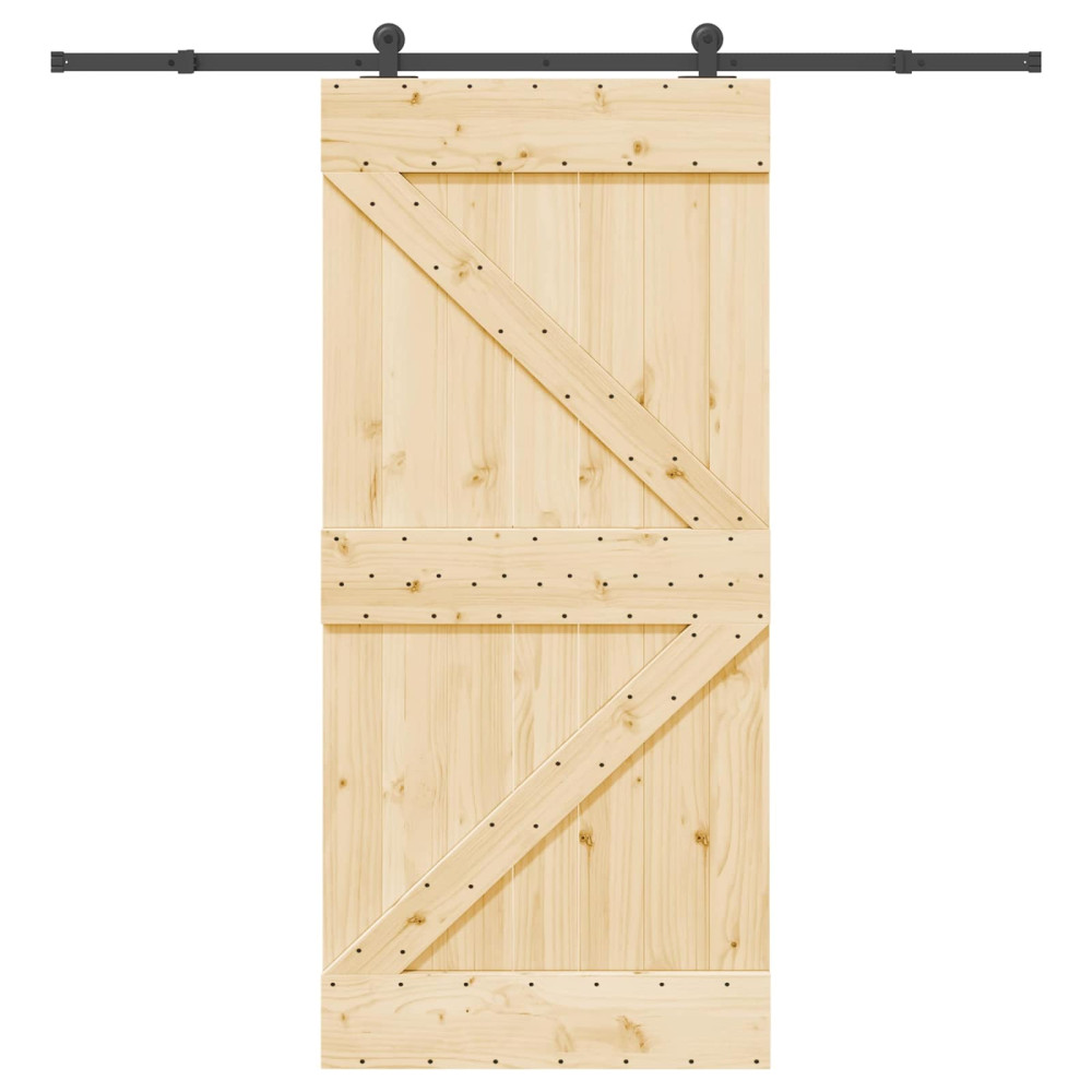 Produktbild för Skjutdörr NARVIK Naturlig och svart 95 x 210 cm (213,5 cm)
