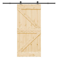 Produktbild för Skjutdörr NARVIK Naturlig och svart 95 x 210 cm (213,5 cm)