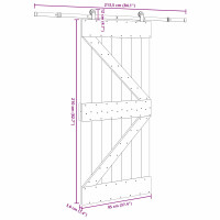 Produktbild för Skjutdörr NARVIK Naturlig och svart 95 x 210 cm (213,5 cm)