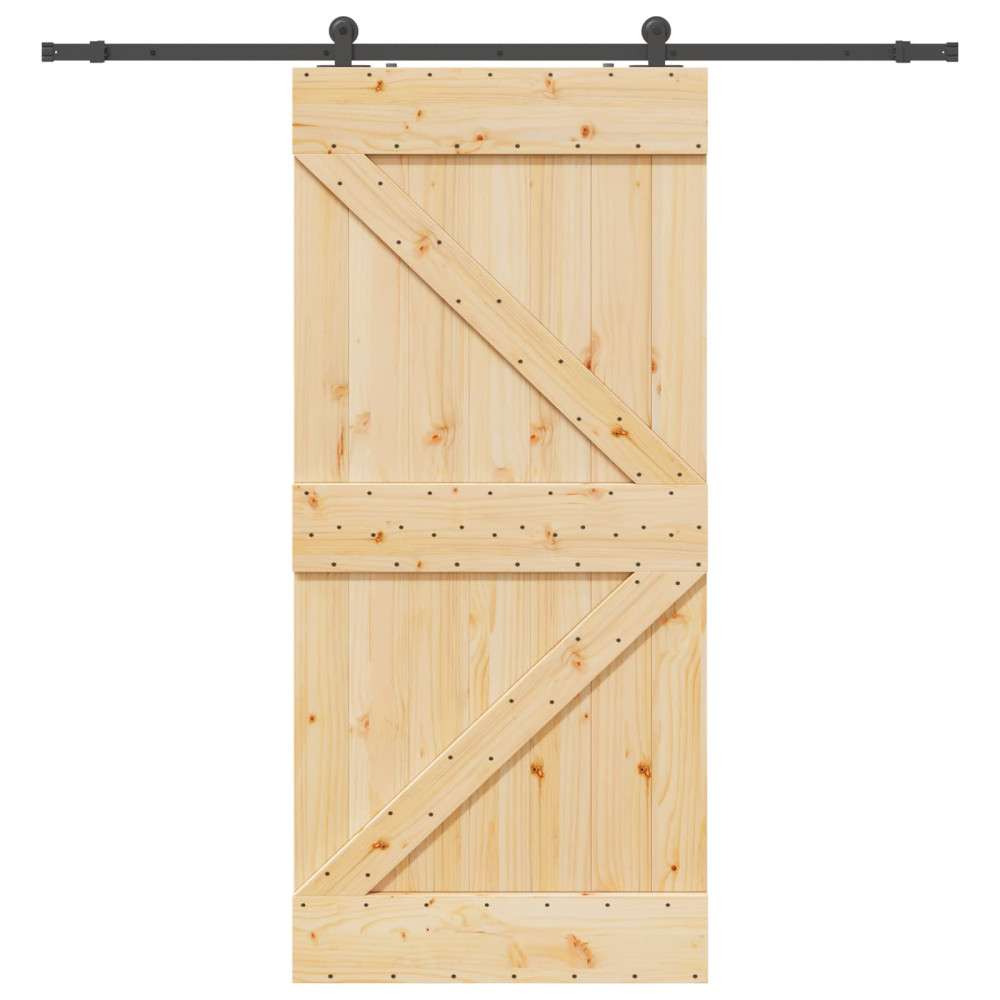 Produktbild för Skjutdörr NARVIK Naturlig och svart 80 x 210 cm (213,5 cm)
