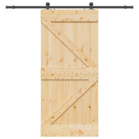 Produktbild för Skjutdörr NARVIK Naturlig och svart 80 x 210 cm (213,5 cm)