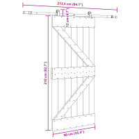 Produktbild för Skjutdörr NARVIK Naturlig och svart 90 x 210 cm (213,5 cm)