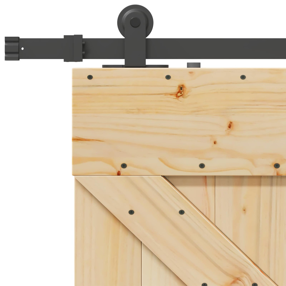 Produktbild för Skjutdörr NARVIK Naturlig och svart 100 x 210 cm (213,5 cm)