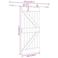 Produktbild för Skjutdörr NARVIK Naturlig och svart 100 x 210 cm (213,5 cm)