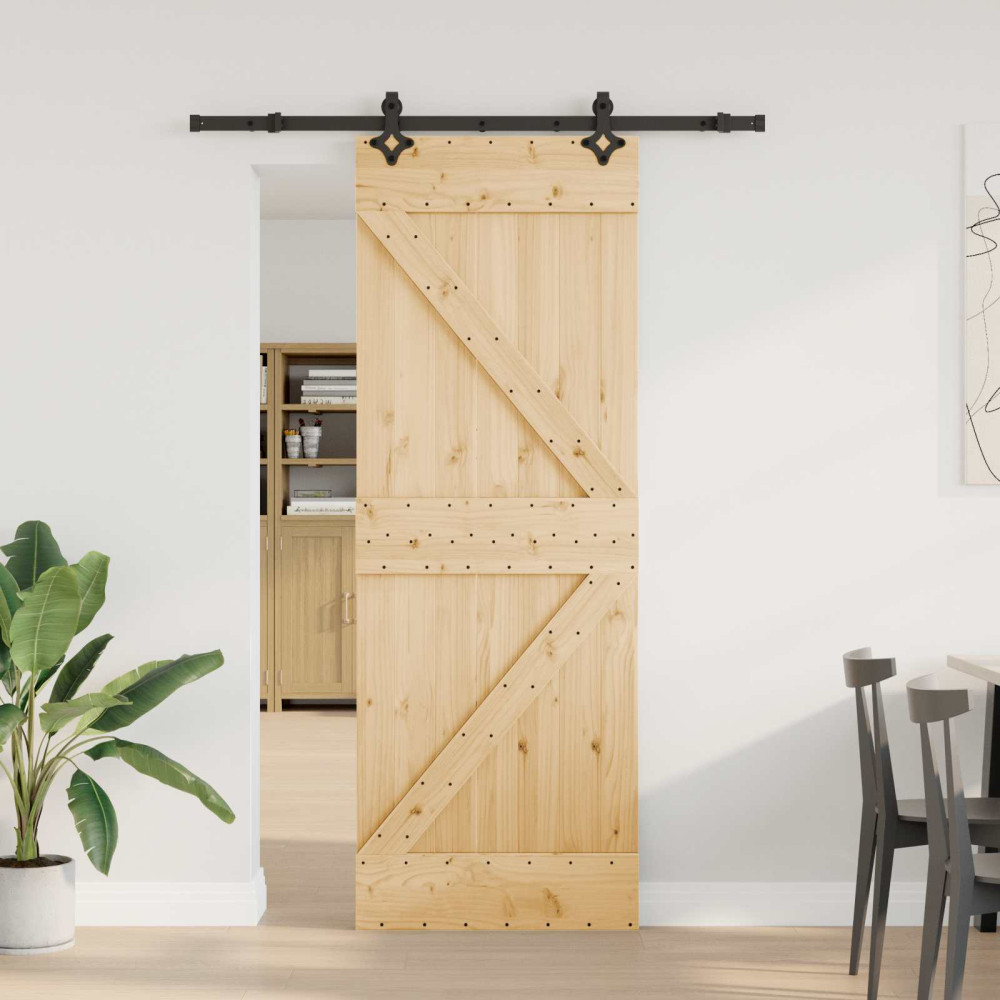Produktbild för Skjutdörr NARVIK Naturlig och svart 70 x 210 cm (152,5 cm)