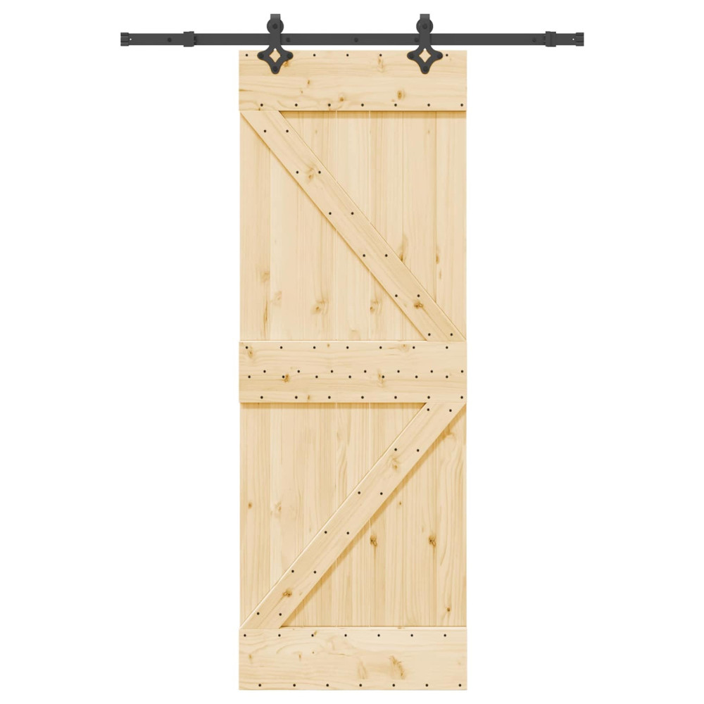 Produktbild för Skjutdörr NARVIK Naturlig och svart 70 x 210 cm (152,5 cm)