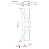 Produktbild för Skjutdörr NARVIK Naturlig och svart 70 x 210 cm (152,5 cm)