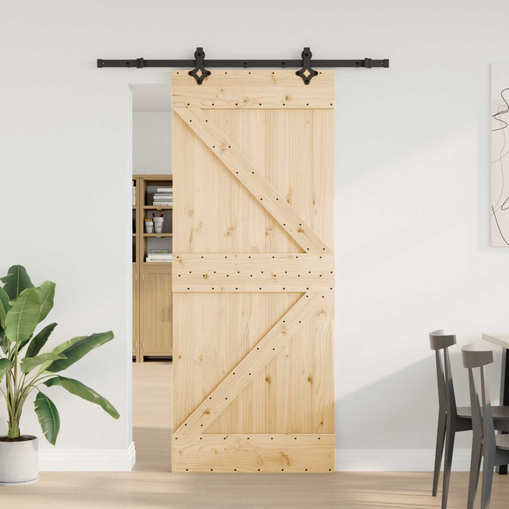 Produktbild för Skjutdörr NARVIK Naturlig och svart 85 x 210 cm (152,5 cm)