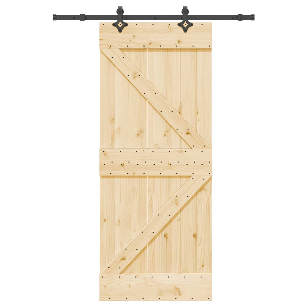 Produktbild för Skjutdörr NARVIK Naturlig och svart 85 x 210 cm (152,5 cm)