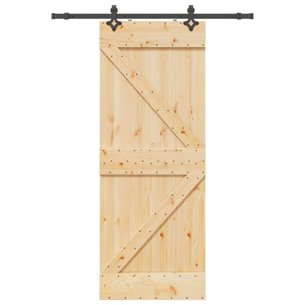 Produktbild för Skjutdörr NARVIK Naturlig och svart 80 x 210 cm (152,5 cm)