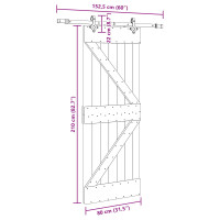 Produktbild för Skjutdörr NARVIK Naturlig och svart 80 x 210 cm (152,5 cm)