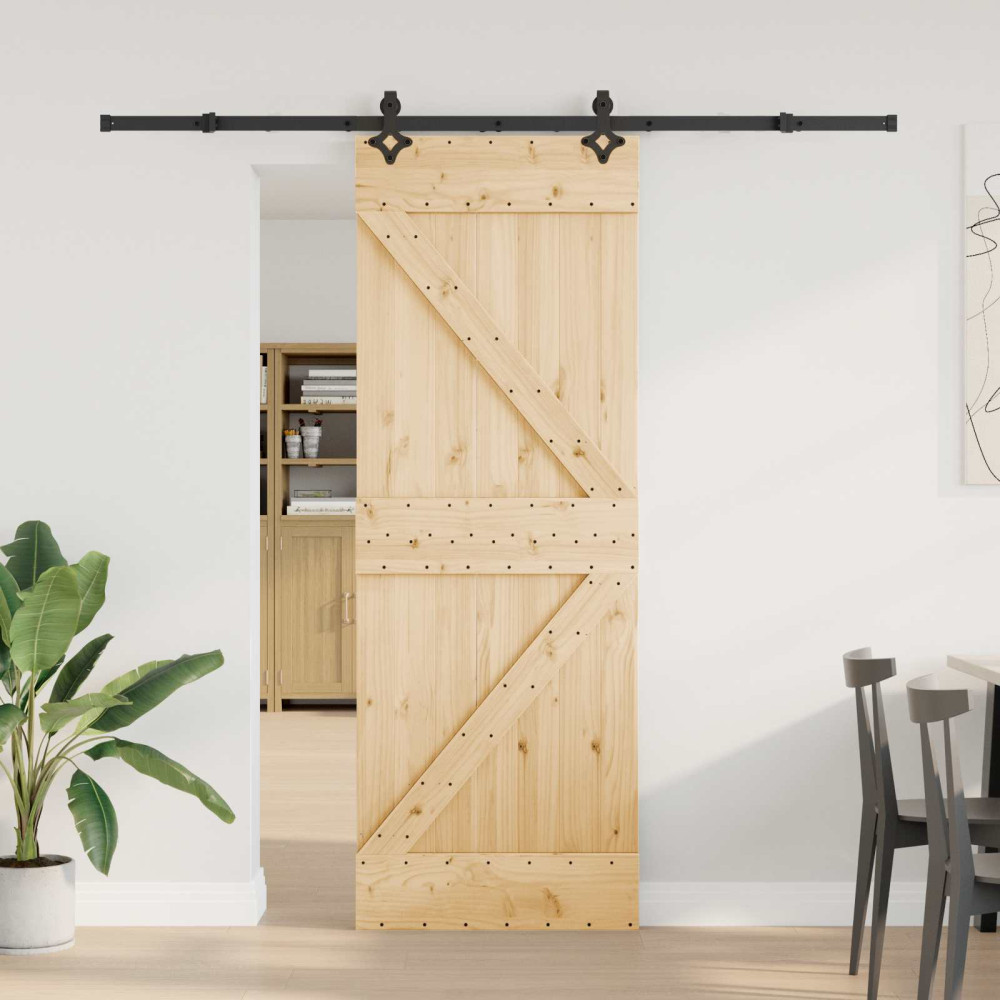 Produktbild för Skjutdörr NARVIK Naturlig och svart 70 x 210 cm (213,5 cm)