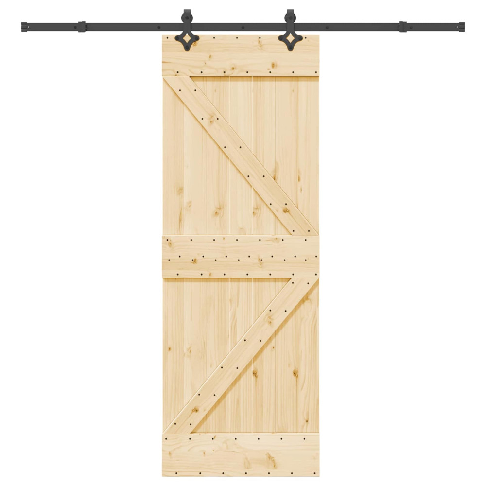 Produktbild för Skjutdörr NARVIK Naturlig och svart 70 x 210 cm (213,5 cm)