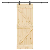 Produktbild för Skjutdörr NARVIK Naturlig och svart 70 x 210 cm (213,5 cm)
