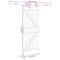 Produktbild för Skjutdörr NARVIK Naturlig och svart 70 x 210 cm (213,5 cm)