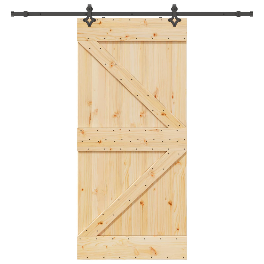 Produktbild för Skjutdörr NARVIK Naturlig och svart 90 x 210 cm (213,5 cm)